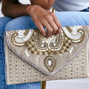 Constantinople Gold Beaded Clutch Lulus